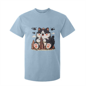 Funny Giant Cat Monster Invades City T Shirt For Kid Cat Lover Gift TS12 Light Blue Print Your Wear