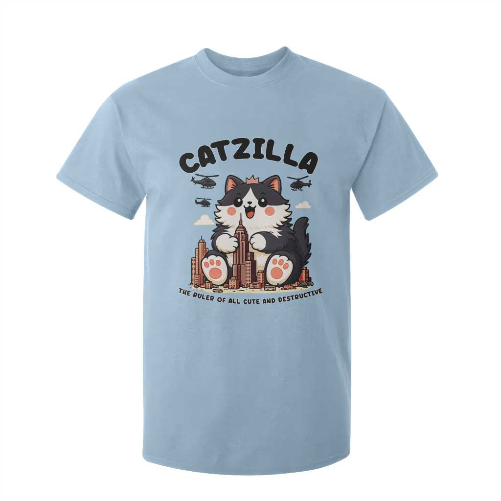 Cute Catzilla T Shirt For Kid The Ruler Of All Cute And Destructive Funny TS12 Light Blue Print Your Wear