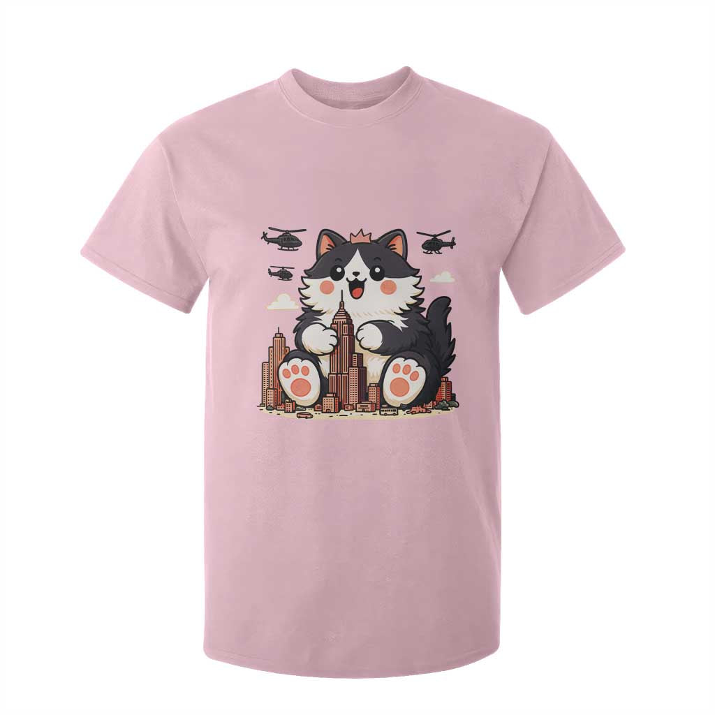 Funny Giant Cat Monster Invades City T Shirt For Kid Cat Lover Gift TS12 Light Pink Print Your Wear