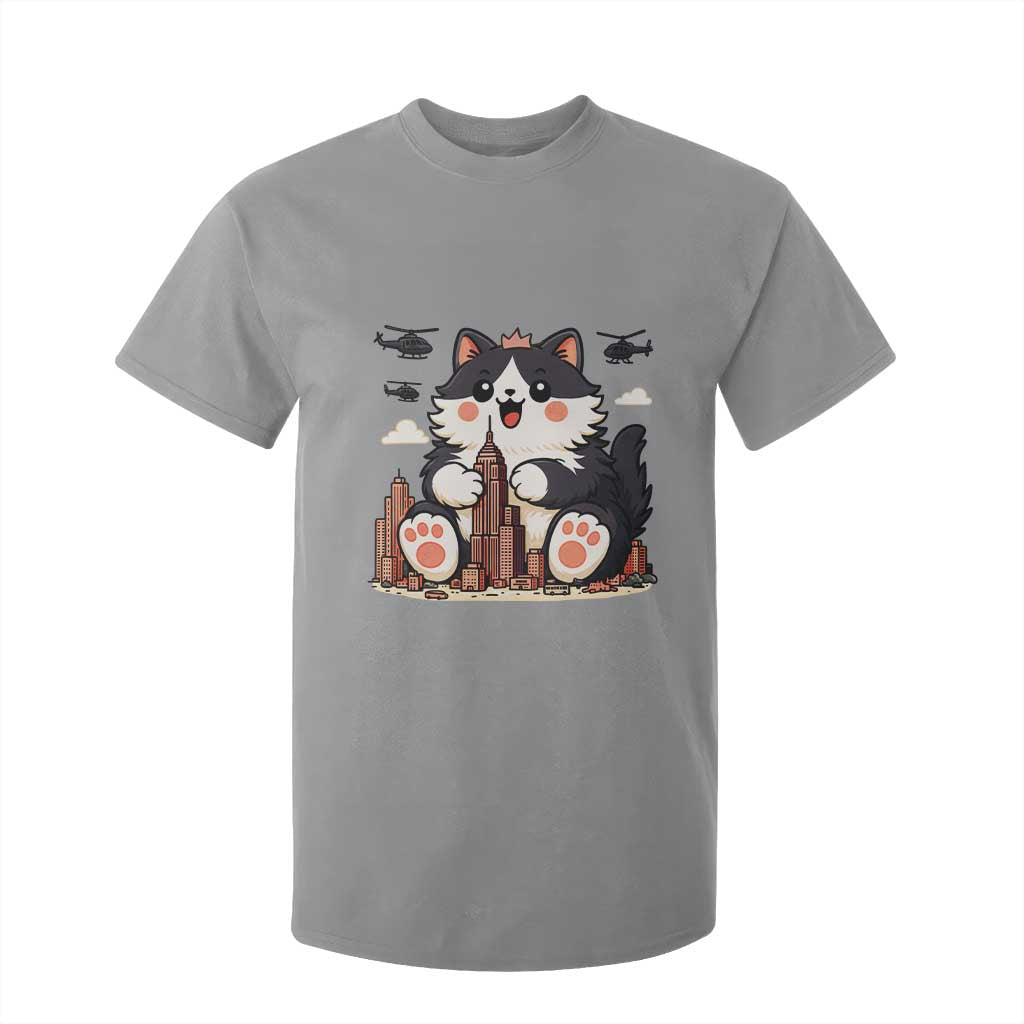 Funny Giant Cat Monster Invades City T Shirt For Kid Cat Lover Gift TS12 Sport Gray Print Your Wear