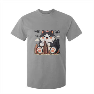 Funny Giant Cat Monster Invades City T Shirt For Kid Cat Lover Gift TS12 Sport Gray Print Your Wear