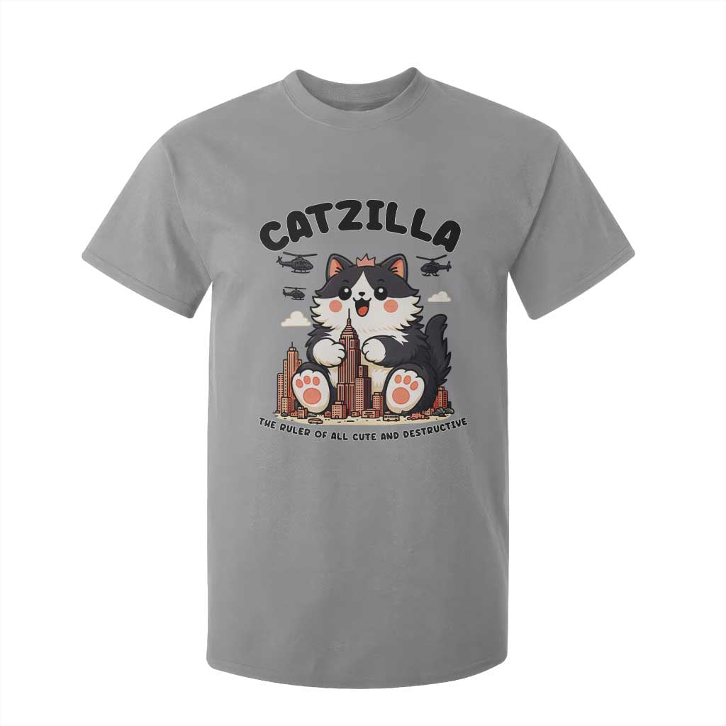 Cute Catzilla T Shirt For Kid The Ruler Of All Cute And Destructive Funny TS12 Sport Gray Print Your Wear