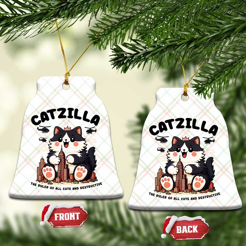 Cute Catzilla Ceramic Ornament The Ruler Of All Cute And Destructive Funny TS12 Print Your Wear