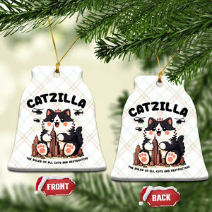 Cute Catzilla Ceramic Ornament The Ruler Of All Cute And Destructive Funny TS12 Print Your Wear