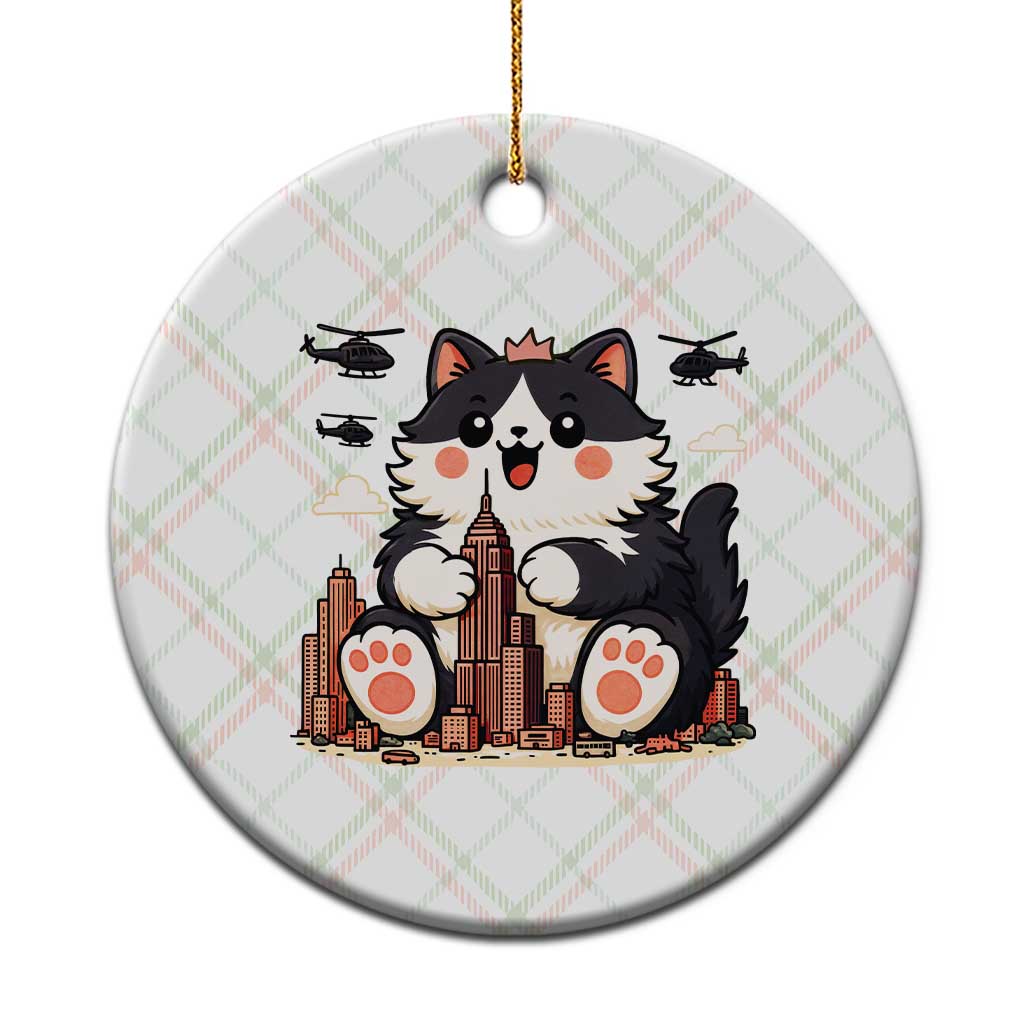 Funny Giant Cat Monster Invades City Ceramic Ornament Cat Lover Gift TS12 1pc Christmas Plaid Print Your Wear