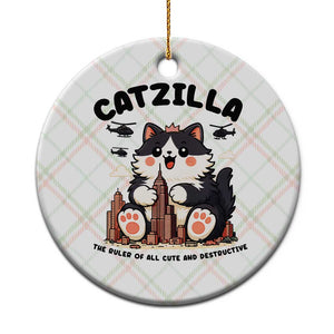 Cute Catzilla Ceramic Ornament The Ruler Of All Cute And Destructive Funny TS12 1pc Christmas Plaid Print Your Wear
