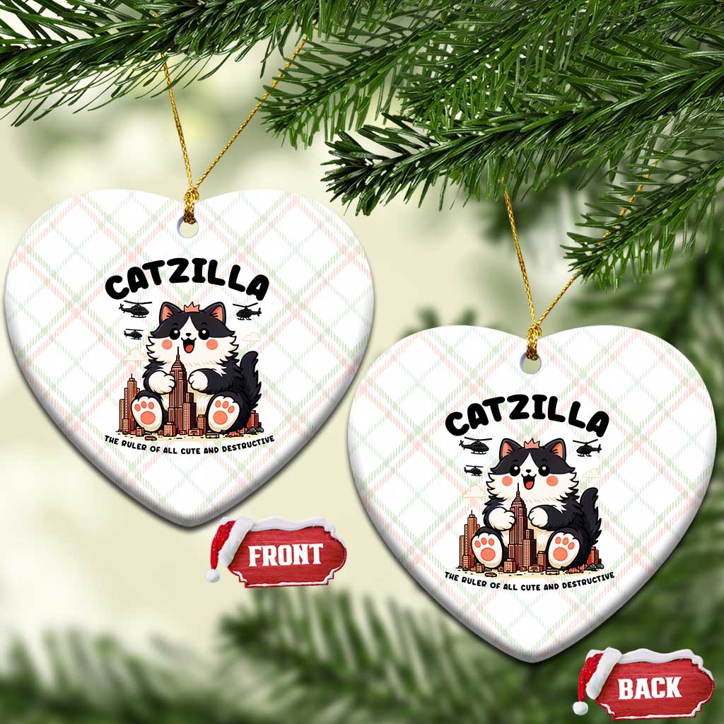 Cute Catzilla Ceramic Ornament The Ruler Of All Cute And Destructive Funny TS12 Print Your Wear