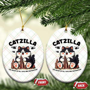 Cute Catzilla Ceramic Ornament The Ruler Of All Cute And Destructive Funny TS12 Print Your Wear