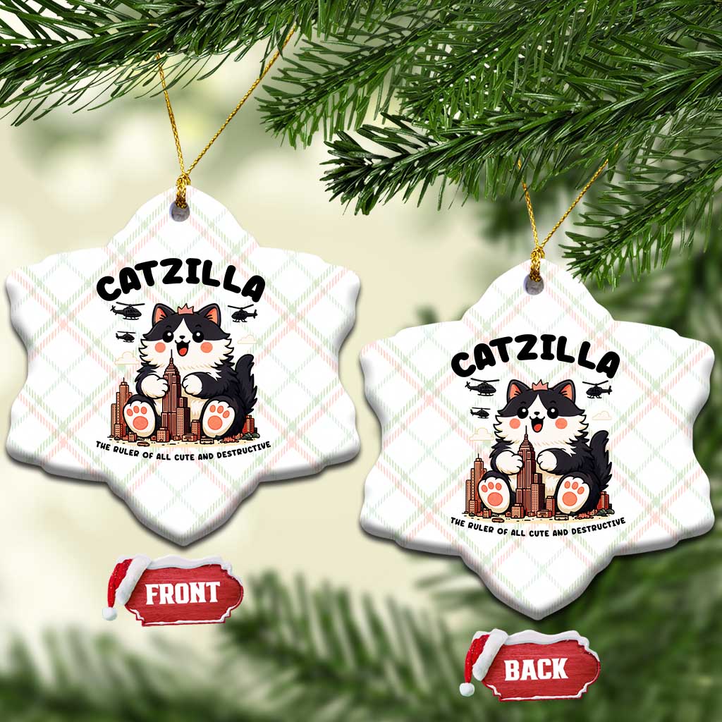 Cute Catzilla Ceramic Ornament The Ruler Of All Cute And Destructive Funny TS12 Print Your Wear