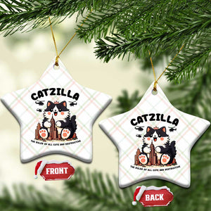 Cute Catzilla Ceramic Ornament The Ruler Of All Cute And Destructive Funny TS12 Print Your Wear
