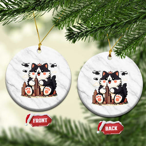 Funny Giant Cat Monster Invades City Ceramic Ornament Cat Lover Gift TS12 1pc White Marble Print Your Wear
