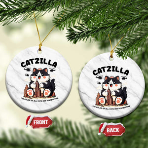 Cute Catzilla Ceramic Ornament The Ruler Of All Cute And Destructive Funny TS12 1pc White Marble Print Your Wear