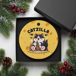 Cute Catzilla Ceramic Ornament The Ruler Of All Cute And Destructive Funny TS12 1pc Yellow Cheese Print Your Wear