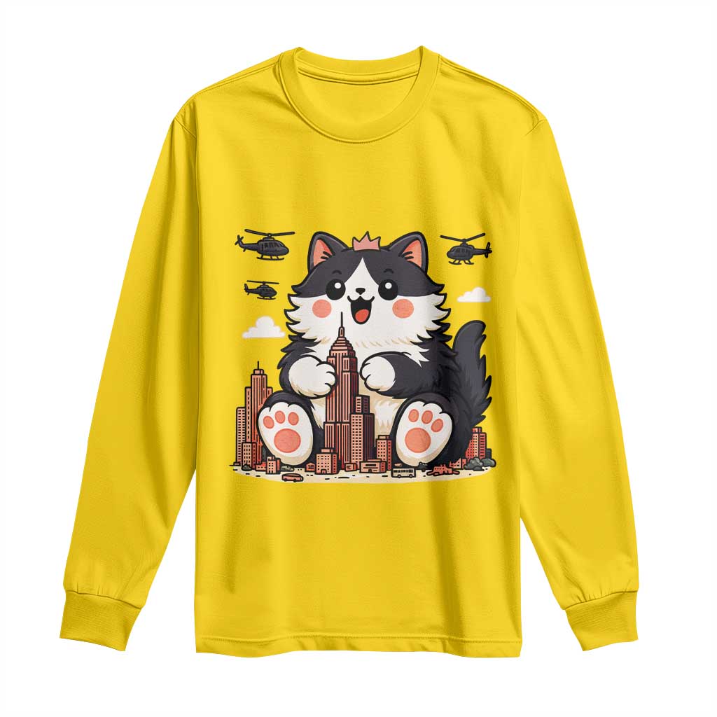 Funny Giant Cat Monster Invades City Long Sleeve Shirt Cat Lover Gift TS12 Daisy Print Your Wear
