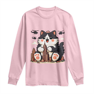 Funny Giant Cat Monster Invades City Long Sleeve Shirt Cat Lover Gift TS12 Light Pink Print Your Wear