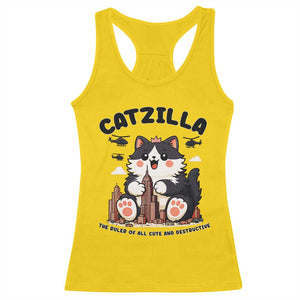 Cute Catzilla Racerback Tank Top The Ruler Of All Cute And Destructive Funny TS12 Daisy Print Your Wear