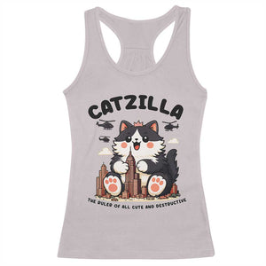 Cute Catzilla Racerback Tank Top The Ruler Of All Cute And Destructive Funny TS12 Ice Gray Print Your Wear
