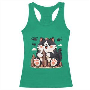 Funny Giant Cat Monster Invades City Racerback Tank Top Cat Lover Gift TS12 Irish Green Print Your Wear