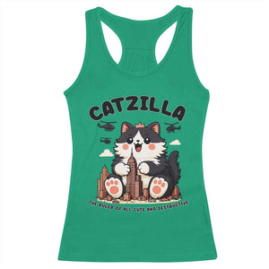Cute Catzilla Racerback Tank Top The Ruler Of All Cute And Destructive Funny TS12 Irish Green Print Your Wear