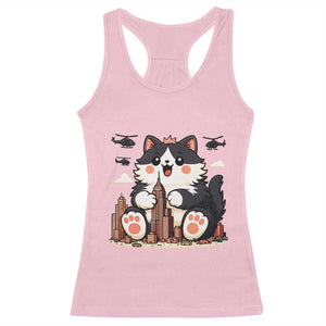 Funny Giant Cat Monster Invades City Racerback Tank Top Cat Lover Gift TS12 Light Pink Print Your Wear