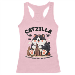 Cute Catzilla Racerback Tank Top The Ruler Of All Cute And Destructive Funny TS12 Light Pink Print Your Wear