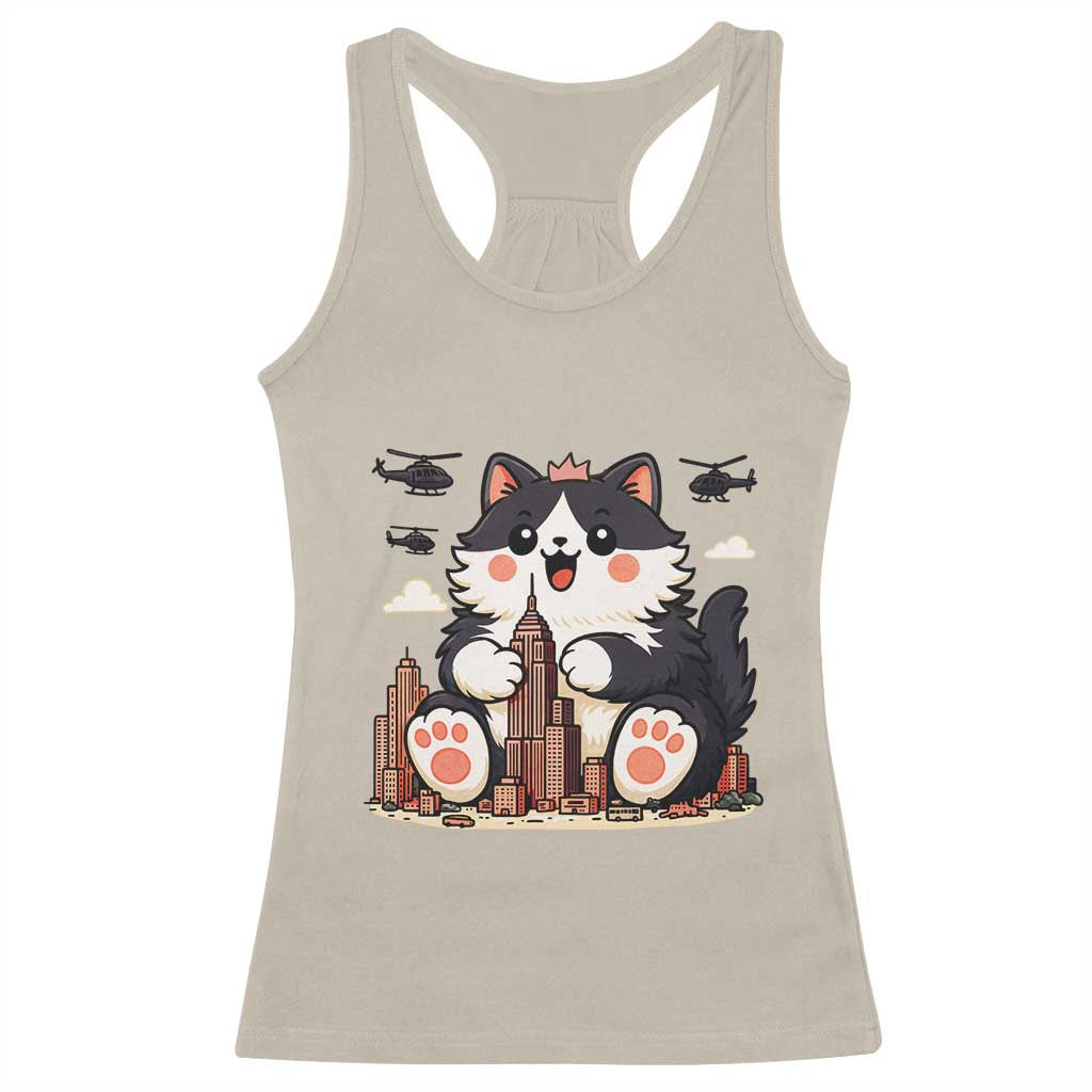 Funny Giant Cat Monster Invades City Racerback Tank Top Cat Lover Gift TS12 Sand Print Your Wear