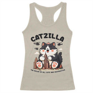 Cute Catzilla Racerback Tank Top The Ruler Of All Cute And Destructive Funny TS12 Sand Print Your Wear