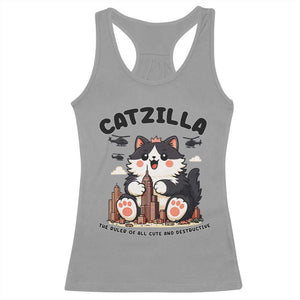 Cute Catzilla Racerback Tank Top The Ruler Of All Cute And Destructive Funny TS12 Sport Gray Print Your Wear