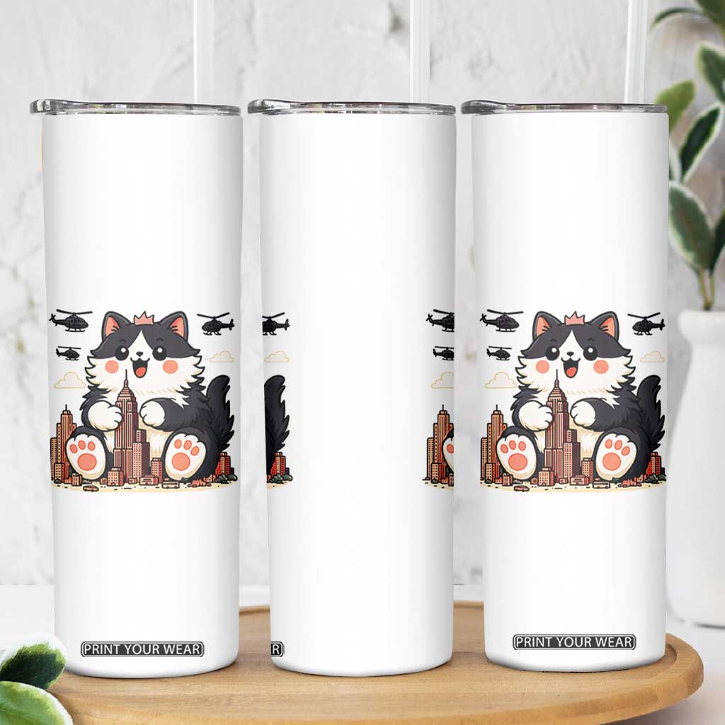 Funny Giant Cat Monster Invades City Skinny Tumbler Cat Lover Gift TS12 Print Your Wear