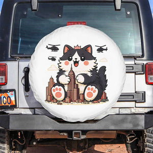 Funny Giant Cat Monster Invades City Spare Tire Cover Cat Lover Gift TS12 No hole White Print Your Wear