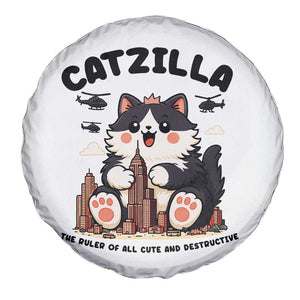 Cute Catzilla Spare Tire Cover The Ruler Of All Cute And Destructive Funny TS12 Print Your Wear