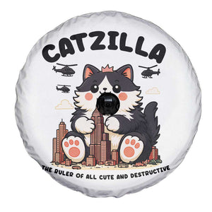 Cute Catzilla Spare Tire Cover The Ruler Of All Cute And Destructive Funny TS12 Print Your Wear