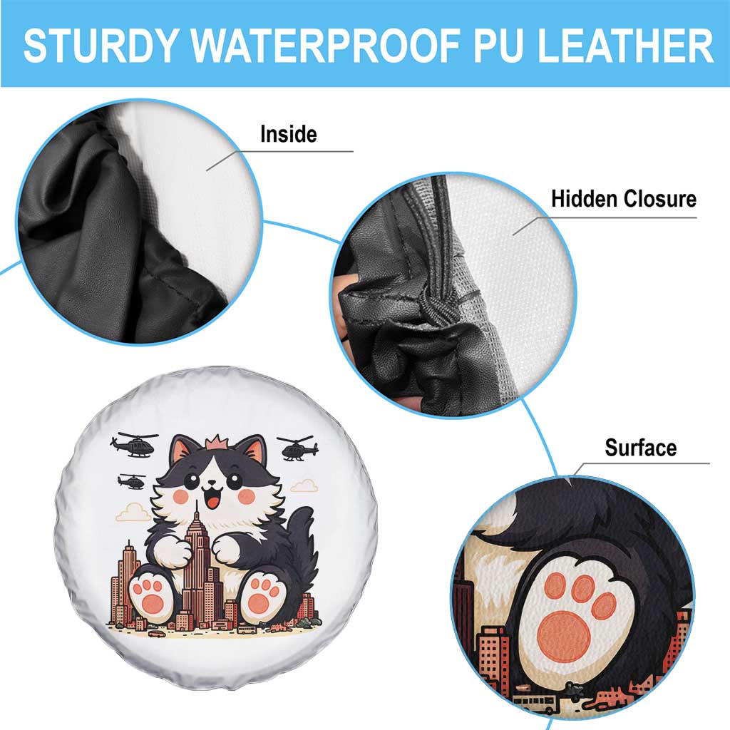 Funny Giant Cat Monster Invades City Spare Tire Cover Cat Lover Gift TS12 Print Your Wear