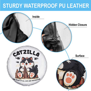 Cute Catzilla Spare Tire Cover The Ruler Of All Cute And Destructive Funny TS12 Print Your Wear