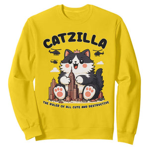 Cute Catzilla Sweatshirt The Ruler Of All Cute And Destructive Funny TS12 Daisy Print Your Wear