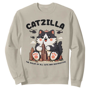 Cute Catzilla Sweatshirt The Ruler Of All Cute And Destructive Funny TS12 Sand Print Your Wear