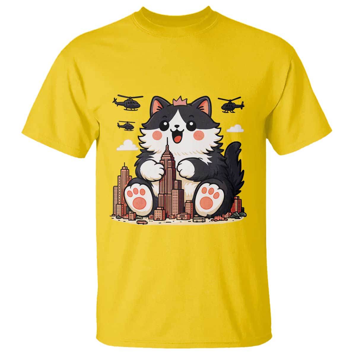 Funny Giant Cat Monster Invades City T Shirt Cat Lover Gift TS12 Daisy Print Your Wear