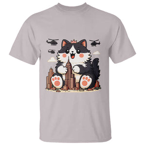 Funny Giant Cat Monster Invades City T Shirt Cat Lover Gift TS12 Ice Gray Print Your Wear