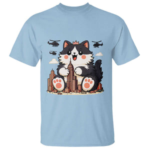 Funny Giant Cat Monster Invades City T Shirt Cat Lover Gift TS12 Light Blue Print Your Wear