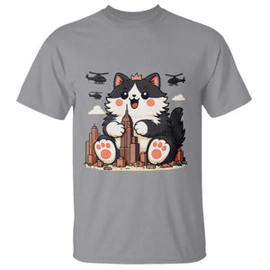 Funny Giant Cat Monster Invades City T Shirt Cat Lover Gift TS12 Sport Gray Print Your Wear
