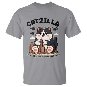 Cute Catzilla T Shirt The Ruler Of All Cute And Destructive Funny TS12 Sport Gray Print Your Wear
