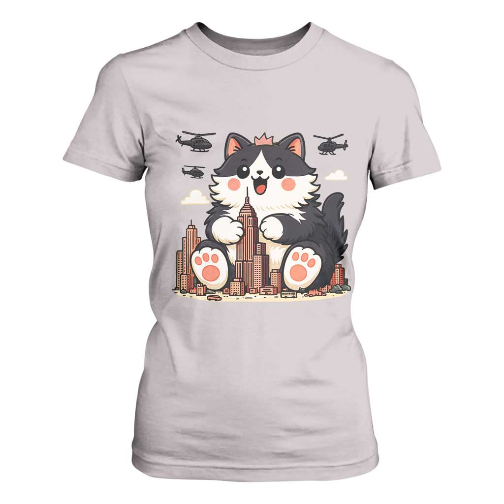 Funny Giant Cat Monster Invades City T Shirt For Women Cat Lover Gift TS12 Ice Gray Print Your Wear