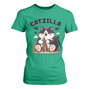 Cute Catzilla T Shirt For Women The Ruler Of All Cute And Destructive Funny TS12 Irish Green Print Your Wear