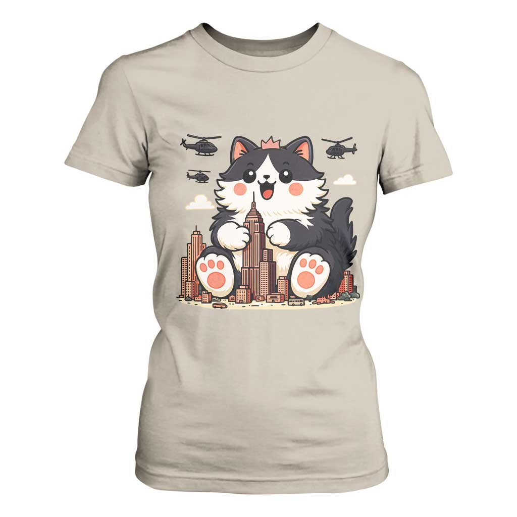 Funny Giant Cat Monster Invades City T Shirt For Women Cat Lover Gift TS12 Sand Print Your Wear