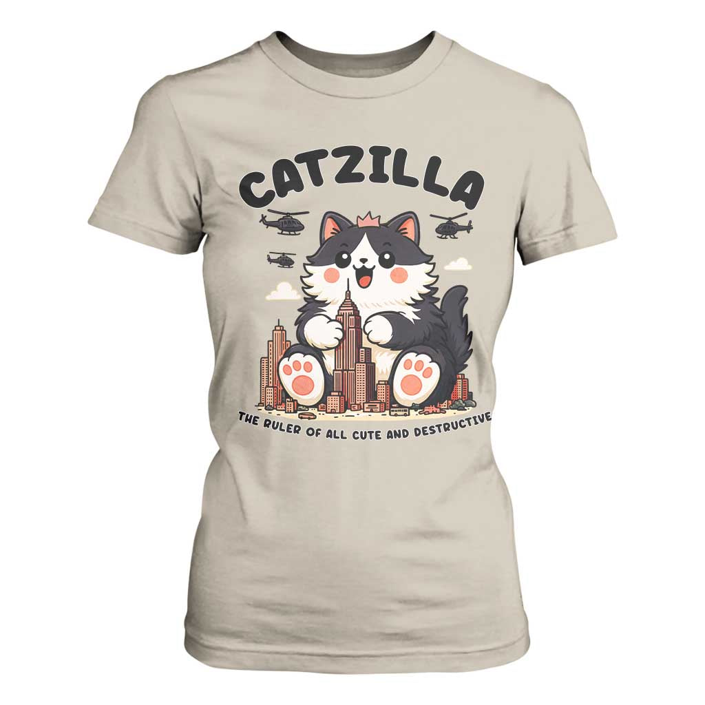 Cute Catzilla T Shirt For Women The Ruler Of All Cute And Destructive Funny TS12 Sand Print Your Wear