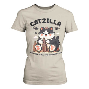 Cute Catzilla T Shirt For Women The Ruler Of All Cute And Destructive Funny TS12 Sand Print Your Wear