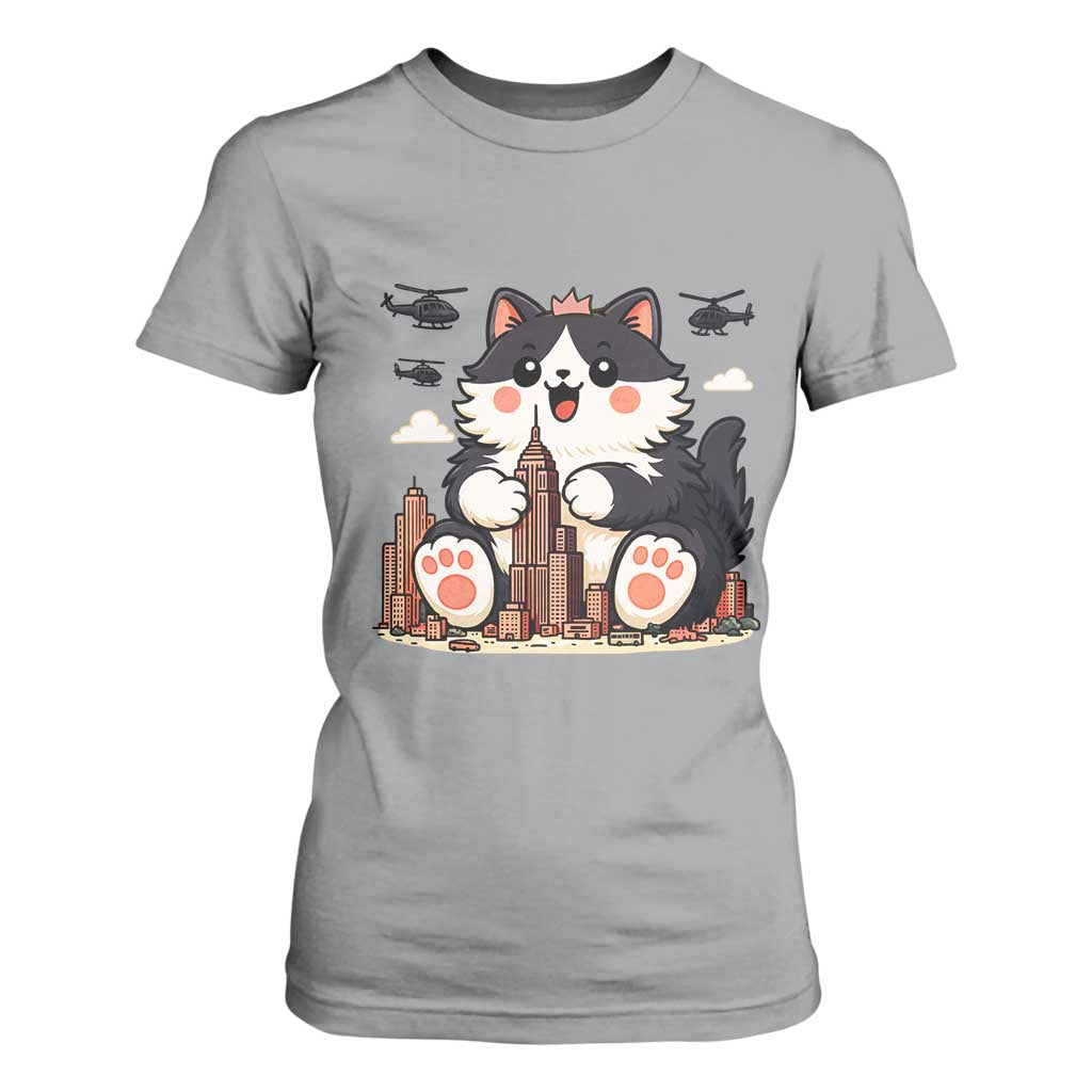Funny Giant Cat Monster Invades City T Shirt For Women Cat Lover Gift TS12 Sport Gray Print Your Wear