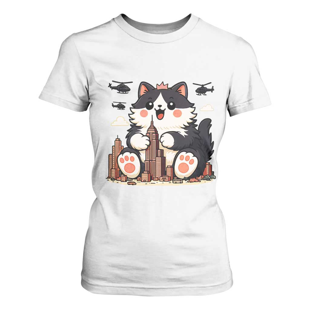 Funny Giant Cat Monster Invades City T Shirt For Women Cat Lover Gift TS12 White Print Your Wear
