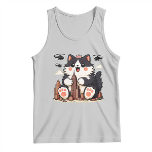 Funny Giant Cat Monster Invades City Tank Top Cat Lover Gift TS12 Ash Print Your Wear