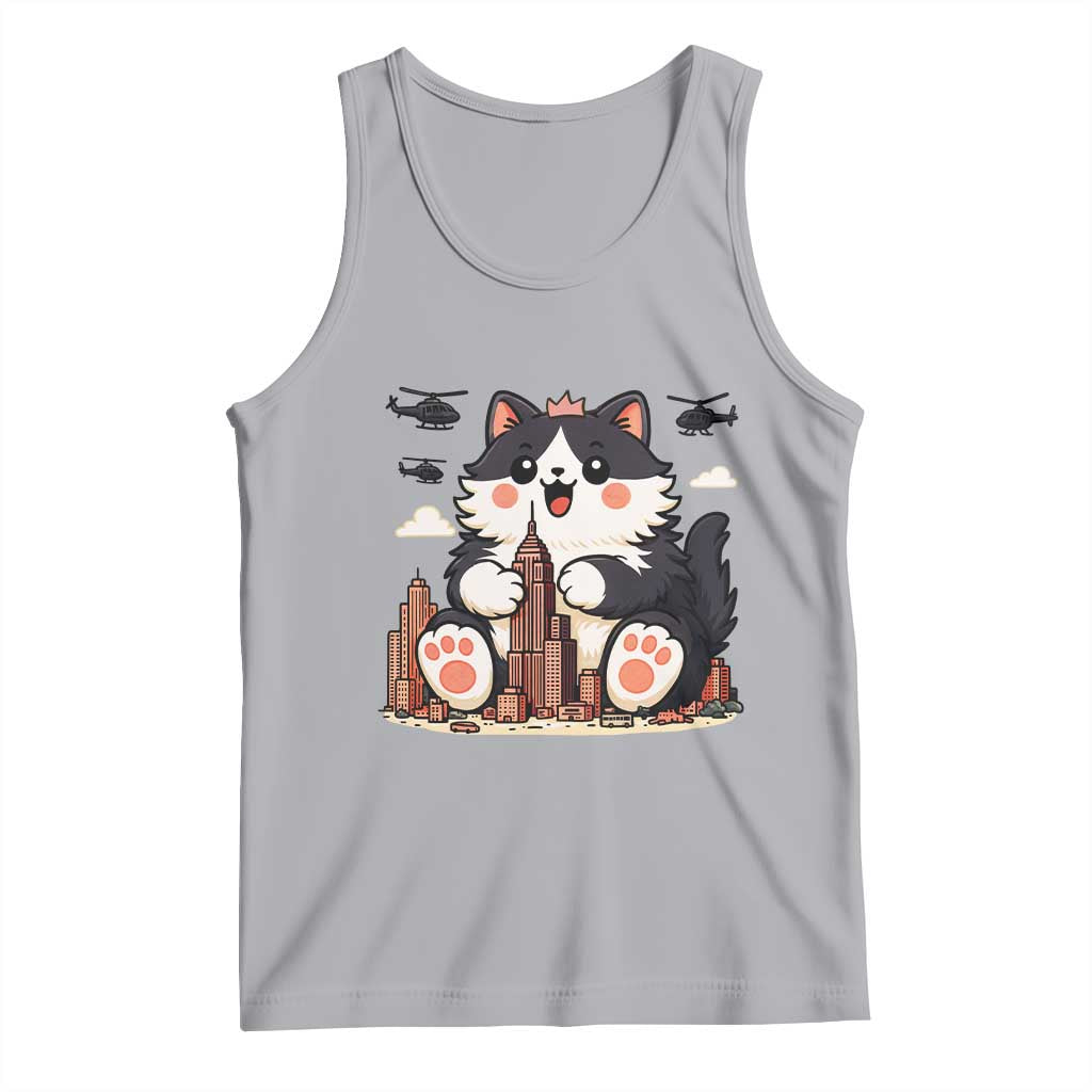 Funny Giant Cat Monster Invades City Tank Top Cat Lover Gift TS12 Athletic Heather Print Your Wear